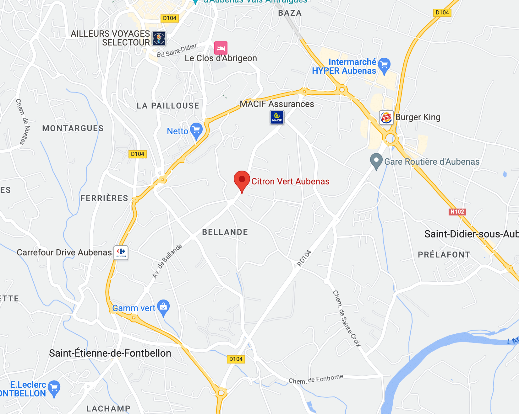 map aubenas localisation